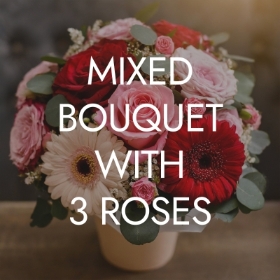 Mixed Bouquet with 3 Roses